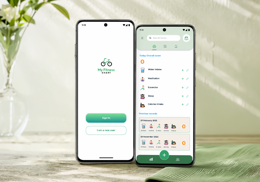 Health Fitness and Calories Chart Mobile Application